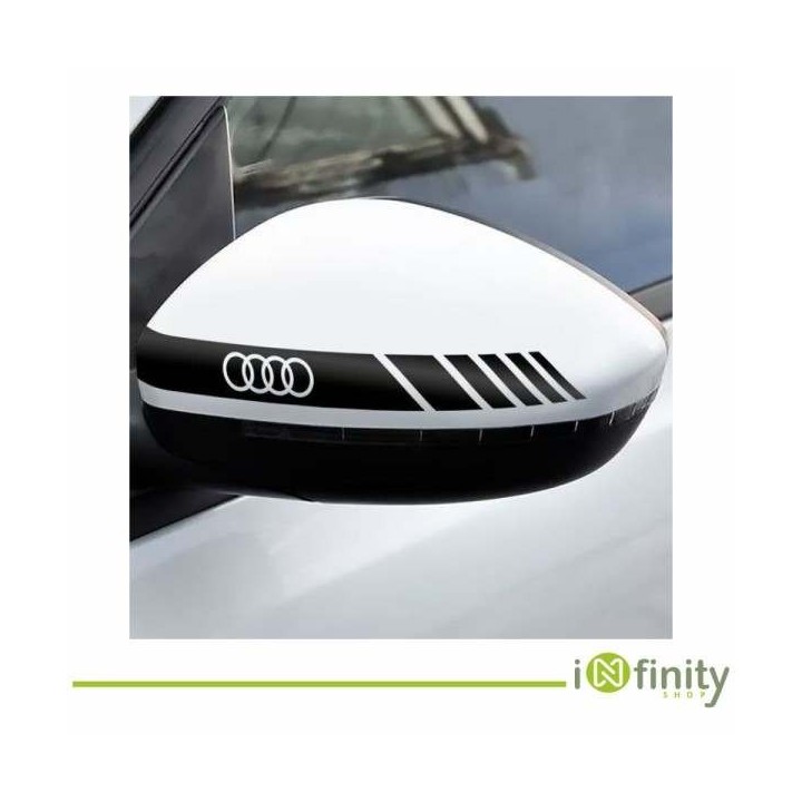 Audi Autocollants Rétroviseurs - Blanc, Noir, Rouge, Jaune